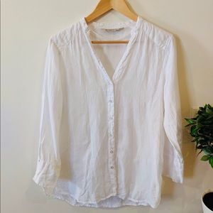 Zara button down linen blouse